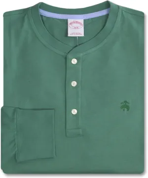 Brooks Brothers Men's Classic Fit All Cotton Long Sleeve Tonal Henley Tee T-Shirt,