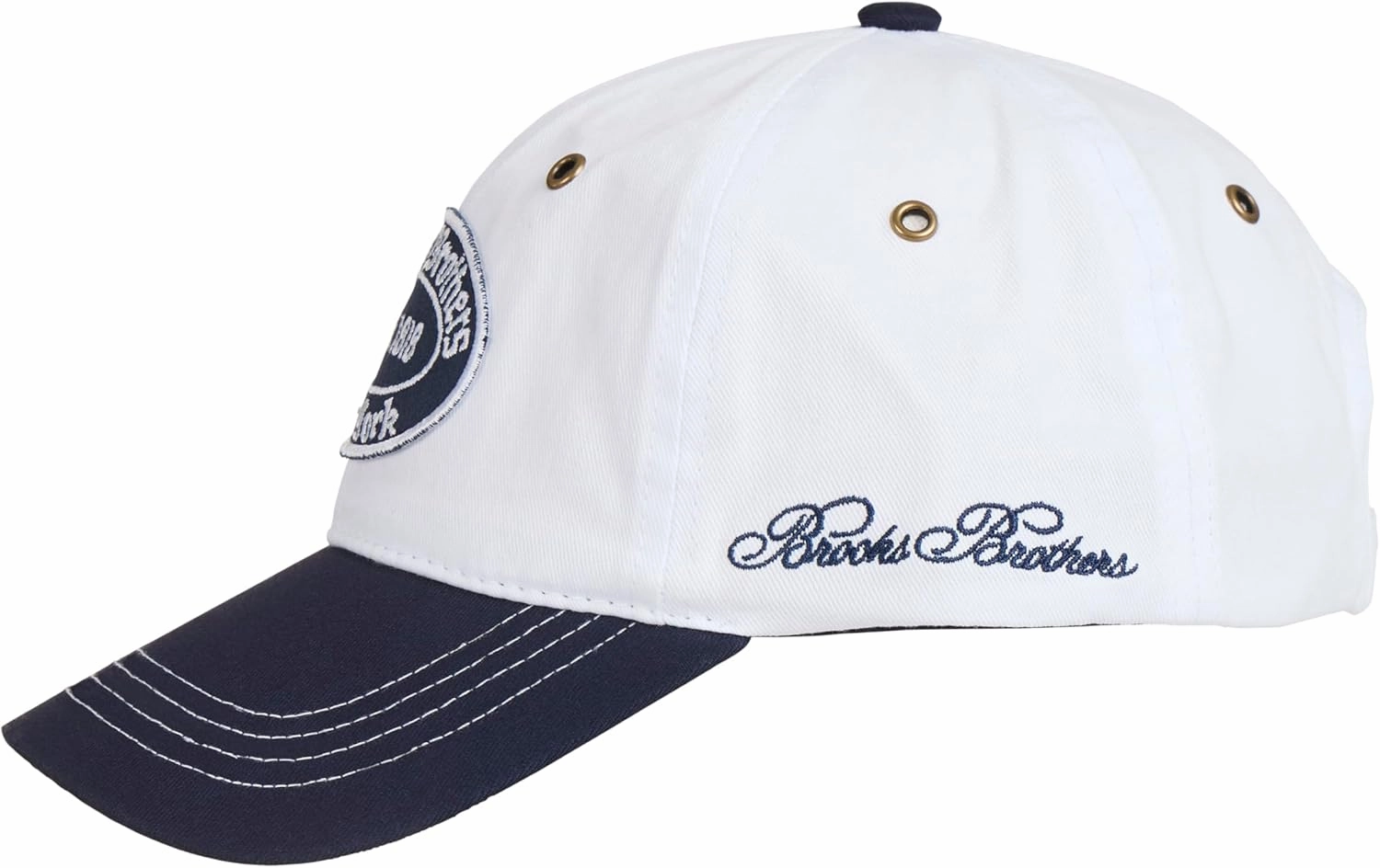 Brooks Brothers Men’s Classic 100% Cotton Twill Baseball Cap - Woven Logo One-Size Adjustable Hat, Navy Classic