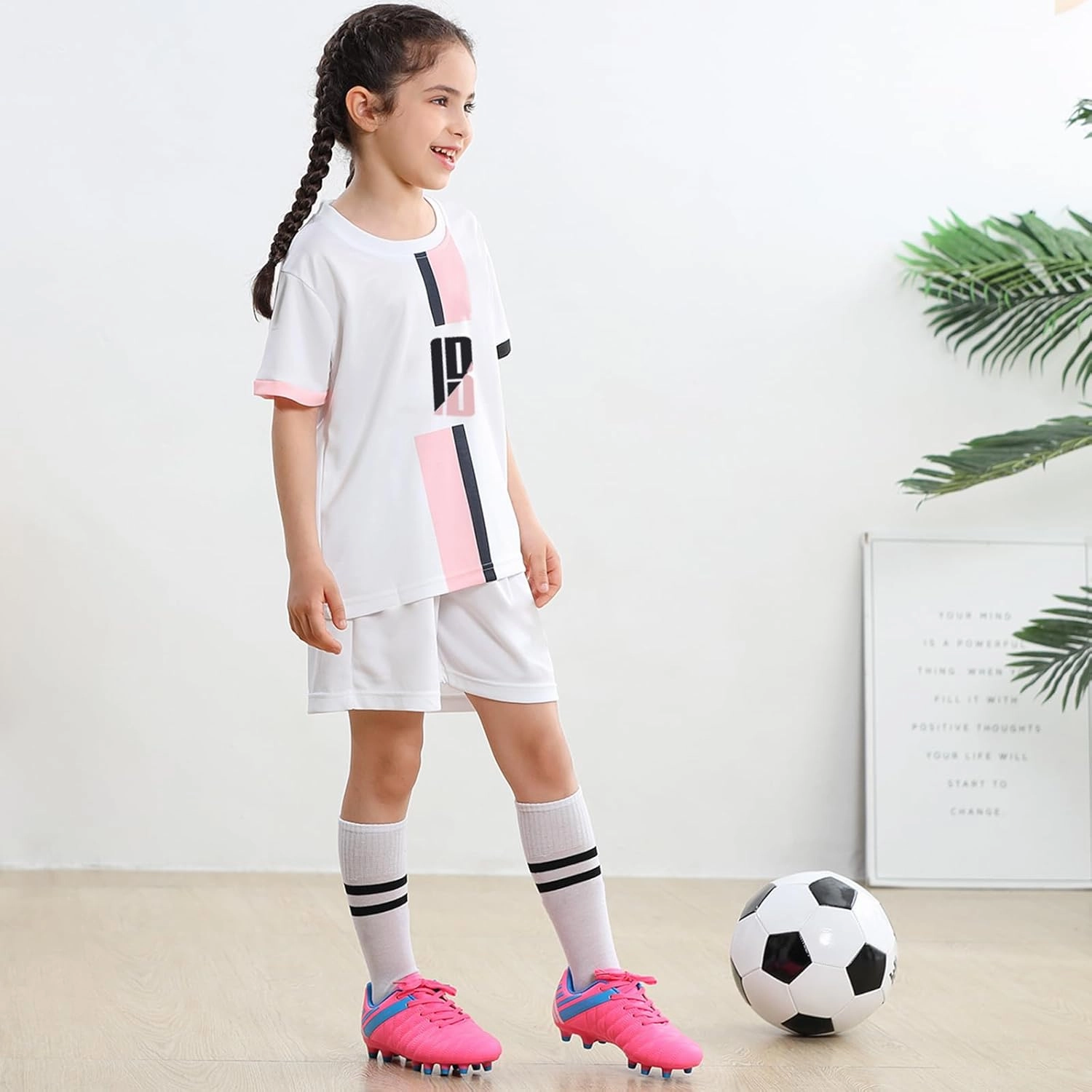 brooman Kids Athletic Soccer Cleats Boys Girls Outdoor Firm Ground Football Shoes