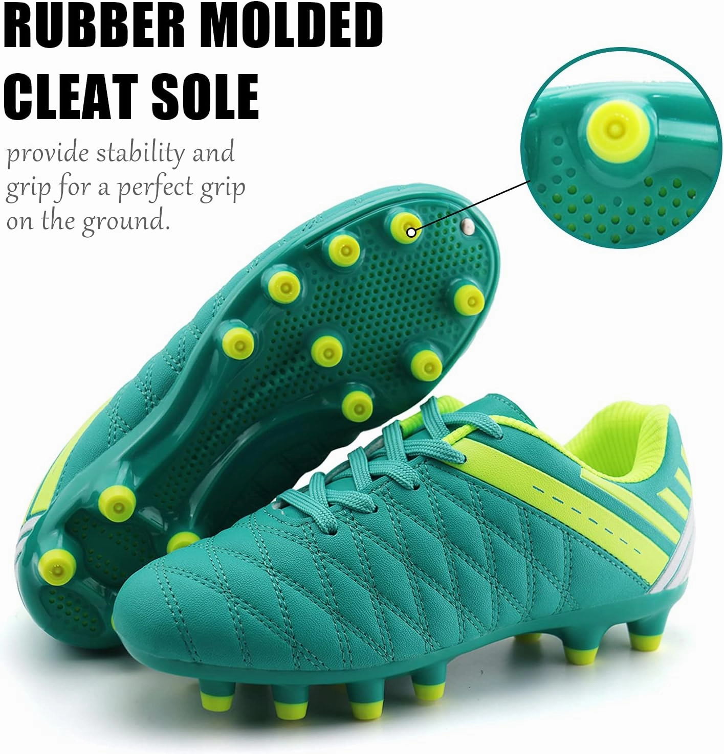 brooman Kids Athletic Soccer Cleats Boys Girls Outdoor Firm Ground Football Shoes