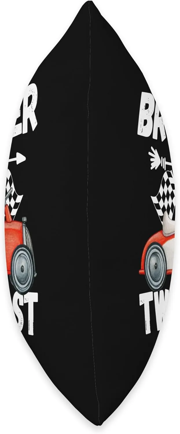 Brother Of The Two Fast 2 Curious Birthday 2nd Little Racer Throw Pillow
