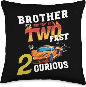 Brother Of The Two Years Old Birthday Boy Racing Car Throw Pillow