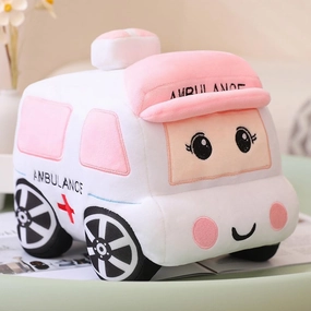 Bus Plush Toy car Plush Simulation School Bus Cute Cartoon Pillow Stuffed Van car Cushion Plush car Gift Cushion Children's Birthday Party Gift (11X7X6Inch) (Ambulance)