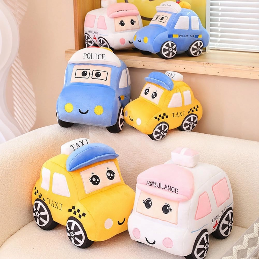Bus Plush Toy car Plush Simulation School Bus Cute Cartoon Pillow Stuffed Van car Cushion Plush car Gift Cushion Children's Birthday Party Gift (11X7X6Inch) (Ambulance)