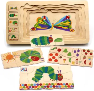 Butterfly Growth Process Puzzle Kids Montessori Hungry Caterpillar Multilayer Puzzle Digital Color Cognitive Educational Toy Hungry Caterpillars Chase Food Move Through Puzzles Toys