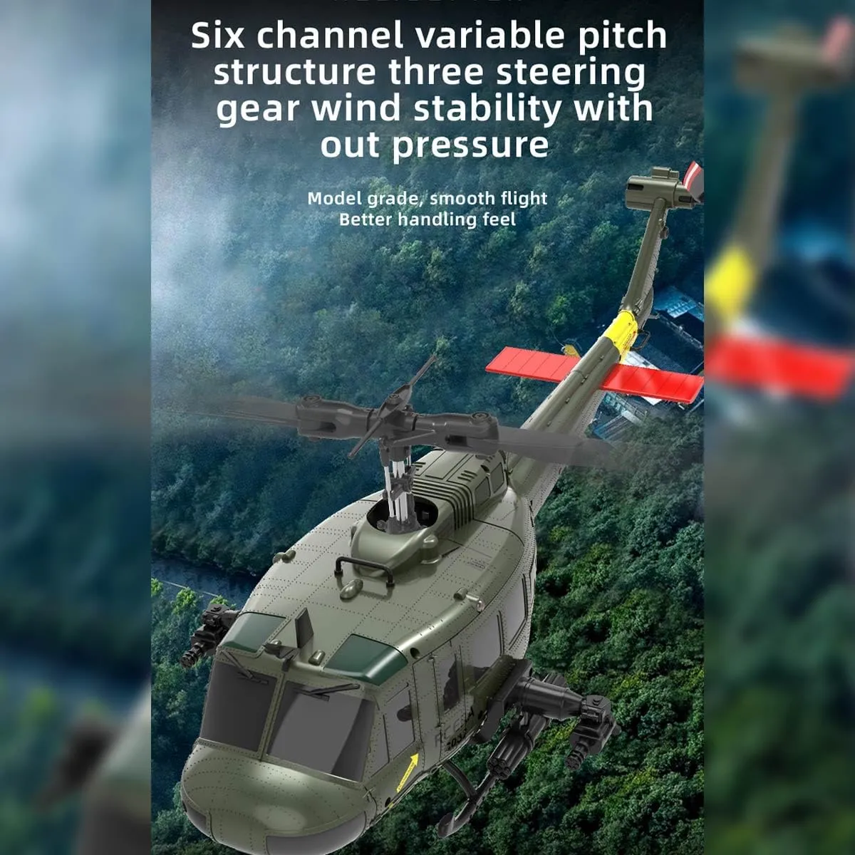C032 UH-1 Huey RC Helicopter for Adults - 1/48 Scale 2.4G 6CH Flybarless Remote Control Helicopter, 3D Stunt Flight & High-Precision RC Airplane for Beginners