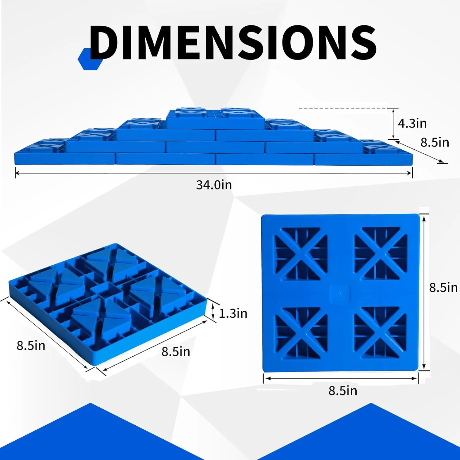 Camper/RV Leveling Blocks,10 Packs Suitable for Dual Wheels, Interlocking and Anti-Slip Design with Carrying Bag, Heavy-Duty for Camper Travel Trailer, Blue