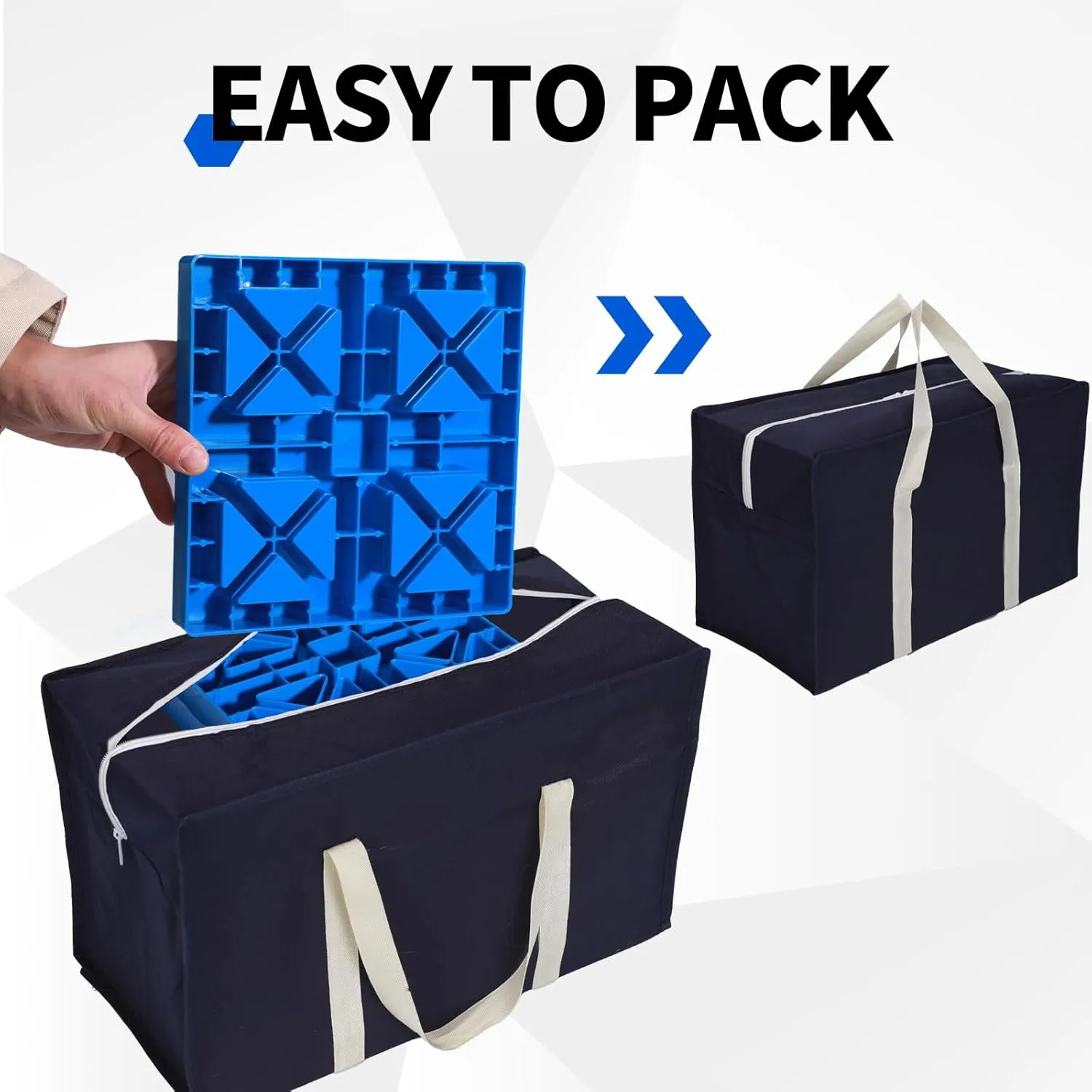 Camper/RV Leveling Blocks,10 Packs Suitable for Dual Wheels, Interlocking and Anti-Slip Design with Carrying Bag, Heavy-Duty for Camper Travel Trailer, Blue