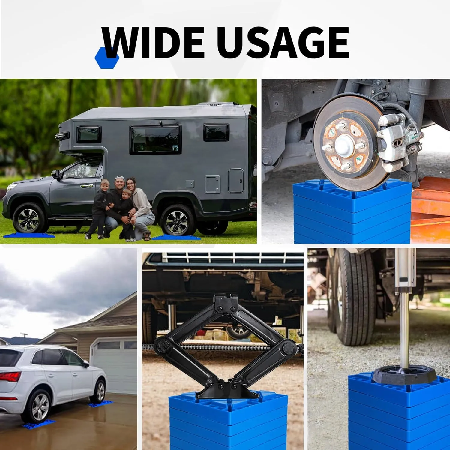 Camper/RV Leveling Blocks,10 Packs Suitable for Dual Wheels, Interlocking and Anti-Slip Design with Carrying Bag, Heavy-Duty for Camper Travel Trailer, Blue