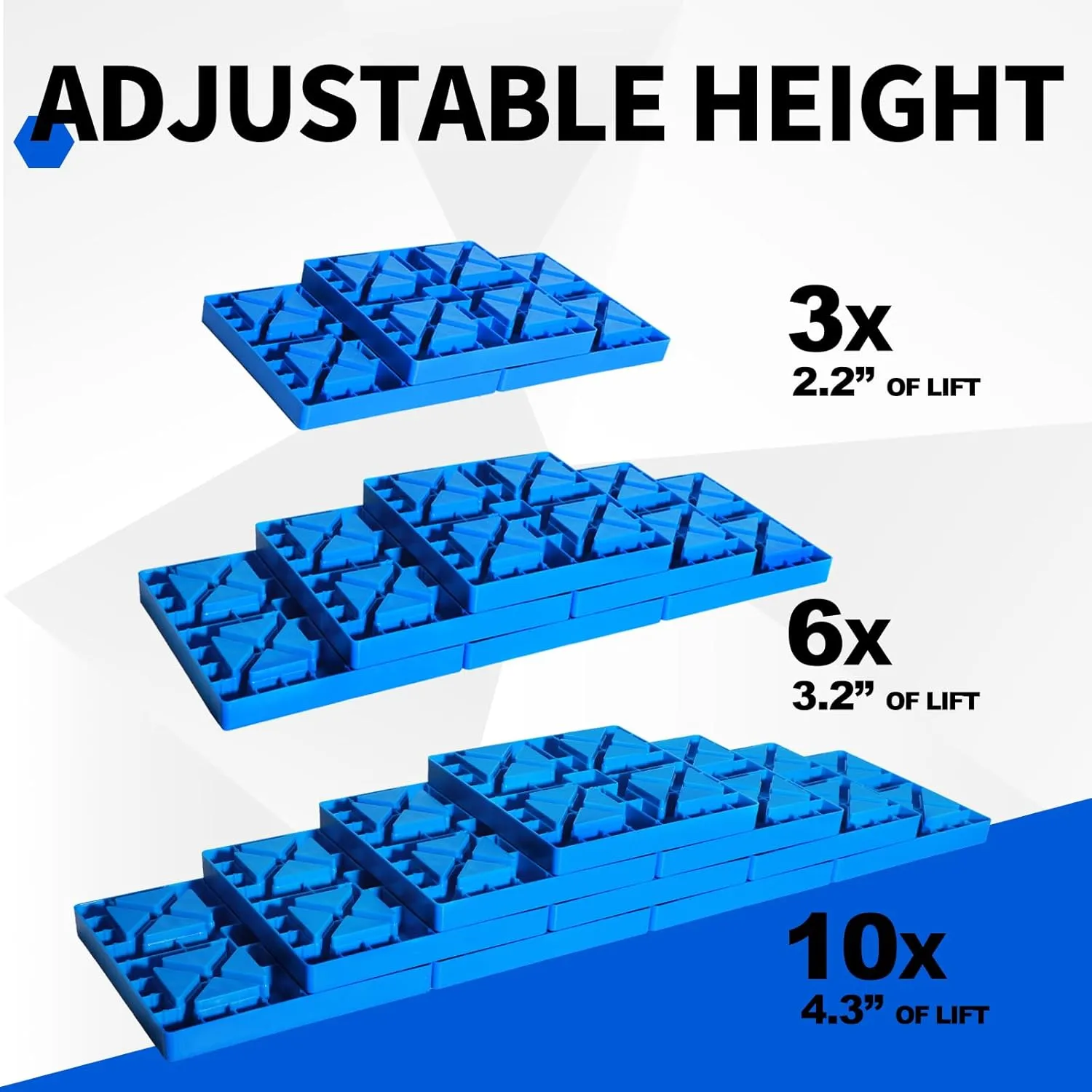 Camper/RV Leveling Blocks,10 Packs Suitable for Dual Wheels, Interlocking and Anti-Slip Design with Carrying Bag, Heavy-Duty for Camper Travel Trailer, Blue