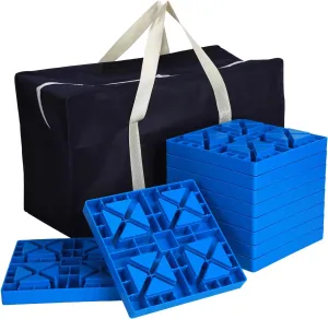 Camper/RV Leveling Blocks,10 Packs Suitable for Dual Wheels, Interlocking and Anti-Slip Design with Carrying Bag, Heavy-Duty for Camper Travel Trailer, Blue