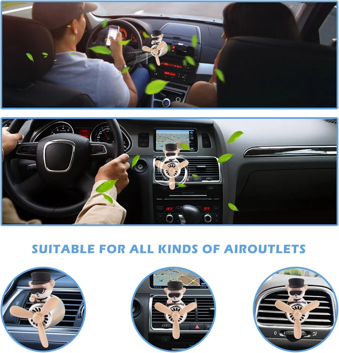 Car Air Fresheners Cartoon Pilot Automotive Air Outlet Propeller Cute Car Diffuser Creative Car Perfume Decoration for Car Vent Clips Car Vent Clip Air Freshener Accessories for Women Men