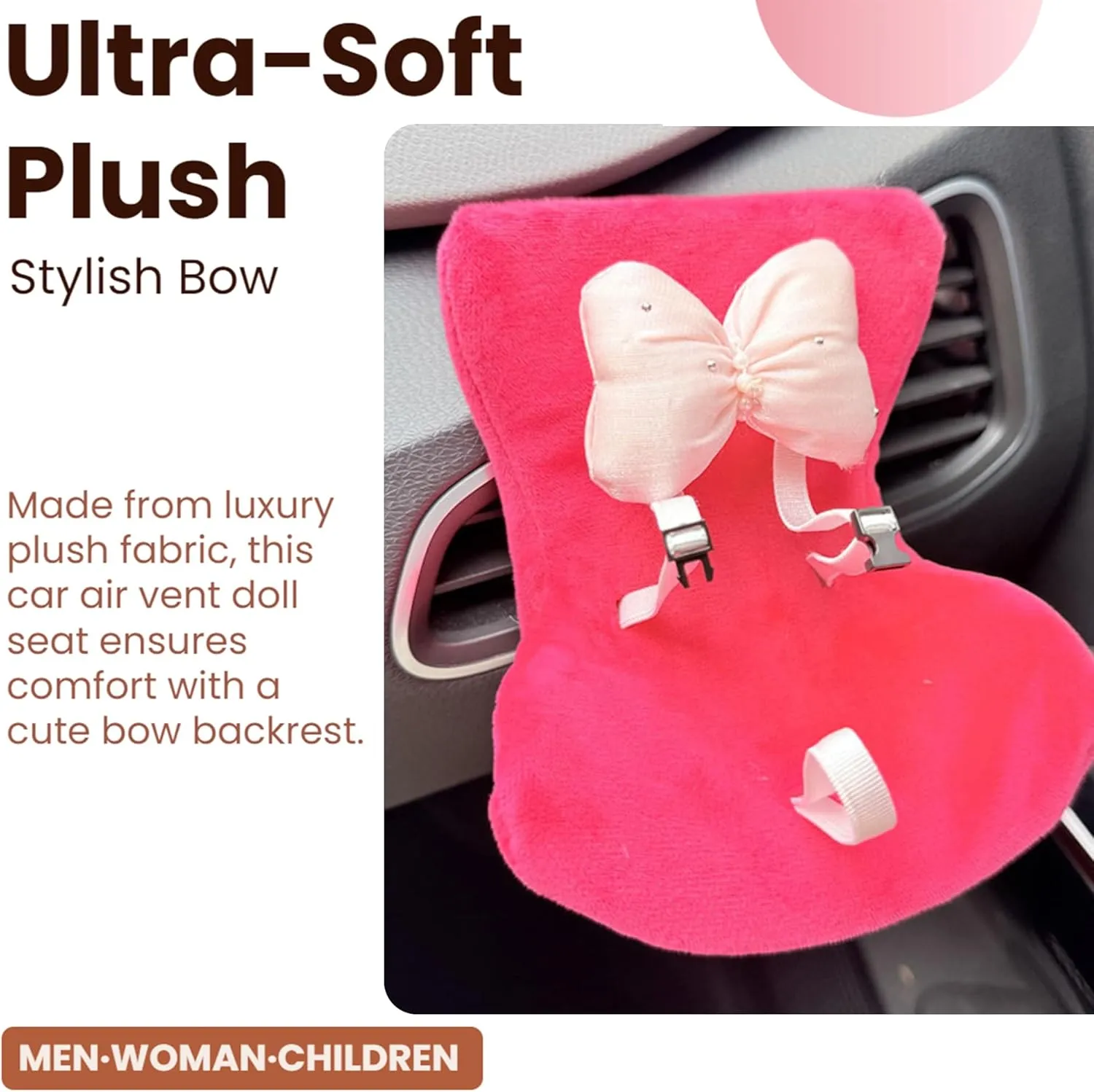Car Air Vent Fashion Doll Seat, Doll Seat Decoration Car Plush Toy seat,Car Seat for Fashion Dolls Air Vent Clip and Desktop Stand Compatible with Labu Doll 17cm /6.7in (Blue)