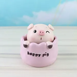 Car Dashboard Ornament Cartoon Piggy Car Dashboard Toys Dolls Figures Shaking Head Toy Resin Figurines Car Auto Interior Display Decor Accessories Home Office Ornaments Birthday Gifts for Women