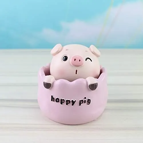 Car Dashboard Ornament Cartoon Piggy Car Dashboard Toys Dolls Figures Shaking Head Toy Resin Figurines Car Auto Interior Display Decor Accessories Home Office Ornaments Birthday Gifts for Women