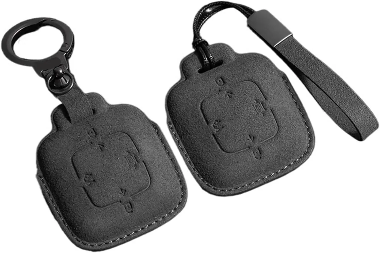 Car Key Keychain Case Cover Compatible for Extremely Krypton 001 Alcantara Cute Accessoire Voiture Holder Suede Accessories(A Black 2)