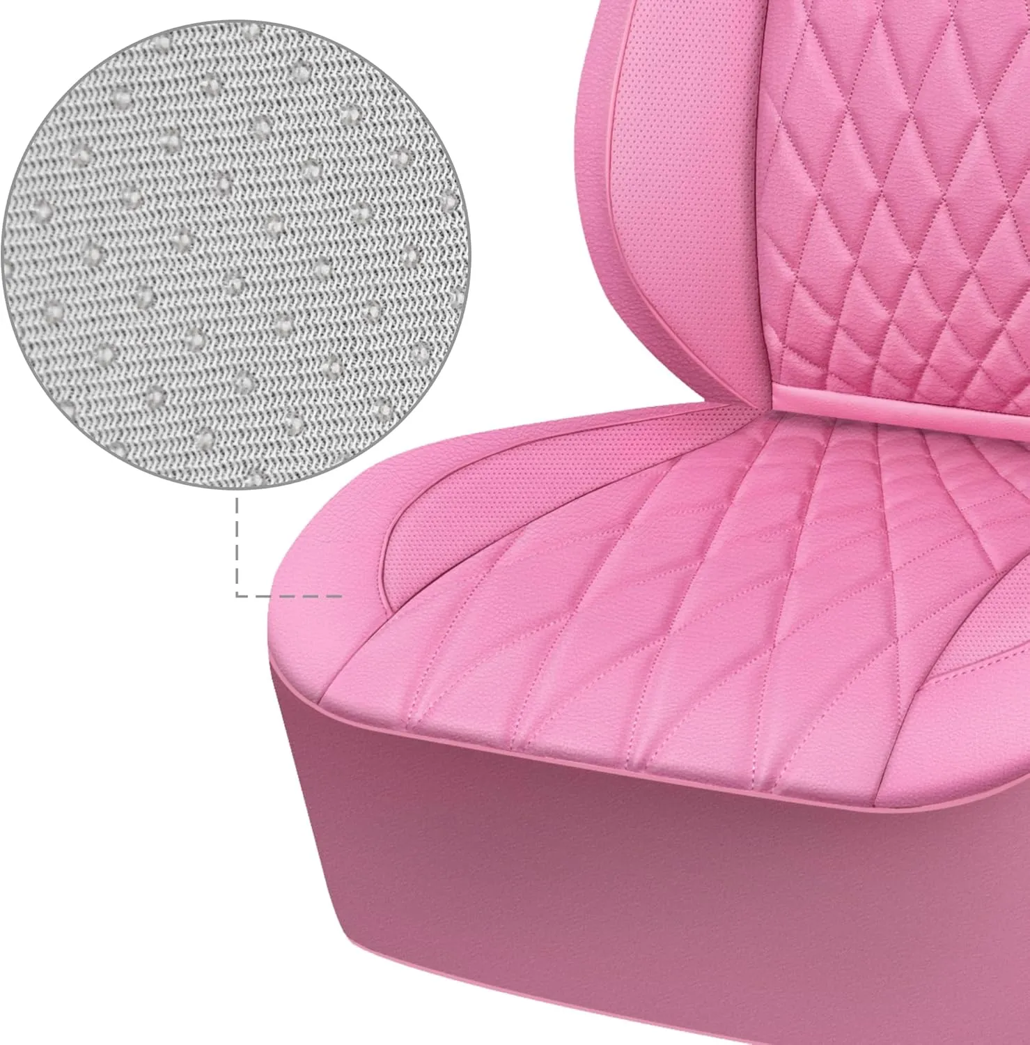 CAR PASS Piping Luxury Leather Two Front Car Seat Covers, Cute Girly Waterproof Anti Slip Seat Covers Compatible with Front Seat Armrests,Universal Fit for Suvs,Vans,Trucks,Airbag Compatible(All Pink)