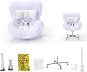 Car Seat for Dolls (10-17cm), Cute Doll Accessory with Soft Furry Cushion, Air Vent Clip & Desktop Stand, Display Sofa for Blind Box Fans & Collectors, Functional Car Ornament (Purple)
