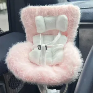 Car Seat for Dolls with Soft Furry Cushion for 10-17cm Dolls, Accessories Car Seat for Labubu, Air Vent Clip and Desktop Stand, Cute and Functional Car Ornament for Doll Fans and Collectors (Pink)