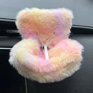 Car Seat for Labubu, Gradient Colored Furry 17cm Doll Car Safety Seat with Air Vent Clip and Aromatherapy, Cute and Functional Car Ornament for Doll Fans and Doll Collectors