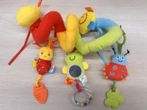 Car Seat Toys for Babies 0-6 Months, Upgraded Spiral Hanging Crib Stroller Activity Toys with Detachable Rattles, Baby Car Seat Accessories Toy for Developing Sensory Skills, Gift for Newborn Infant