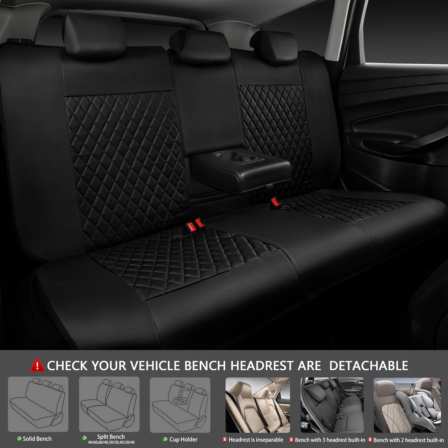 CAR PASS Mint Leather Seat Covers Full Set-Universal Quilting Cute Girly Car Seat Cover with 5mm Composite Sponge Inside,Airbag Compatible,2zipper Bench for Most Sedan,SUV,Truck(Full Set,Mint)