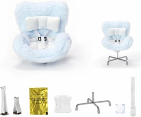 Car Seat for Dolls (10-17cm), Cute Doll Accessory with Soft Furry Cushion, Air Vent Clip & Desktop Stand, Display Sofa for Blind Box Fans & Collectors, Functional Car Ornament (Blue)