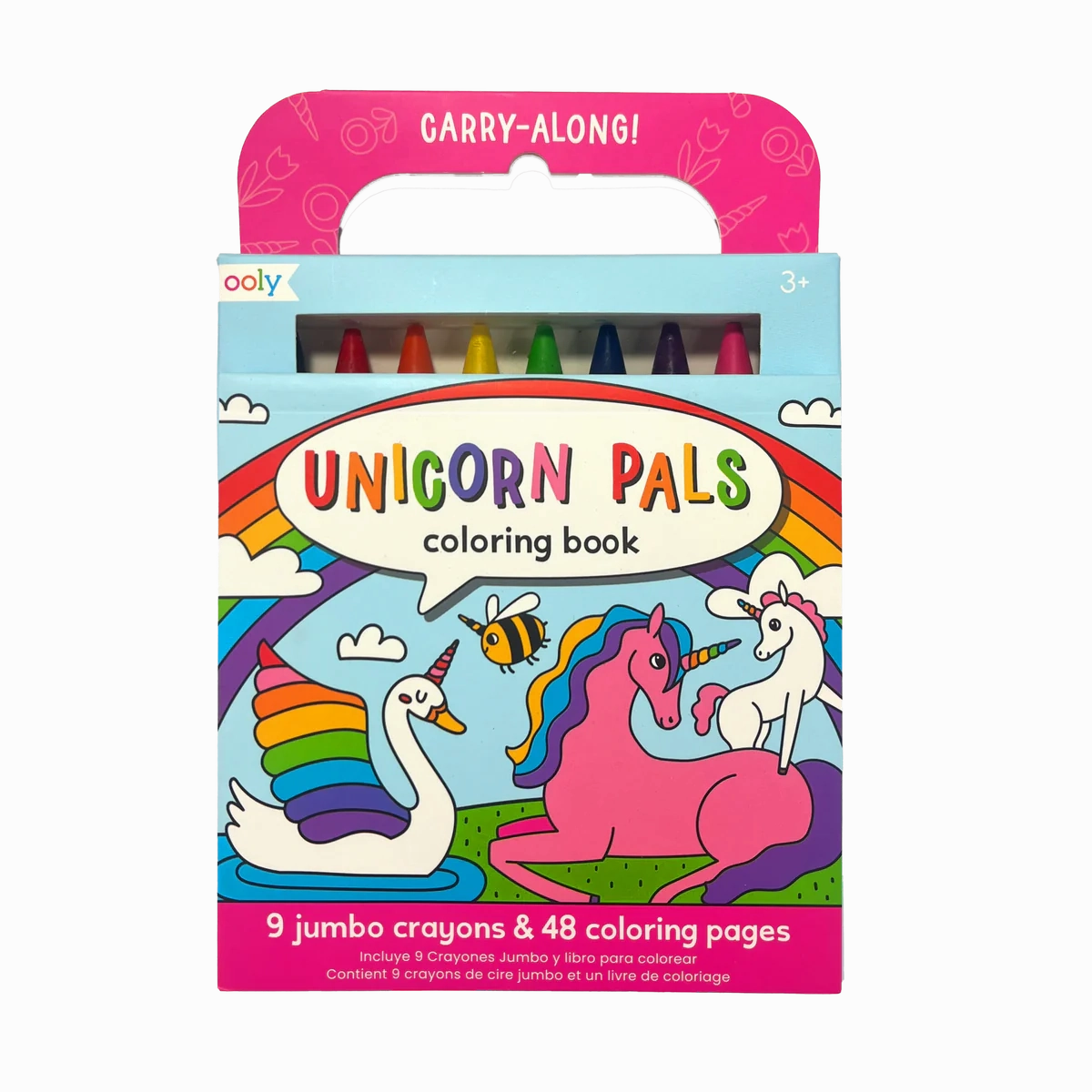 Carry Along! Coloring Book and Crayon Set - Unicorn Pals - Set of 9 Crayons