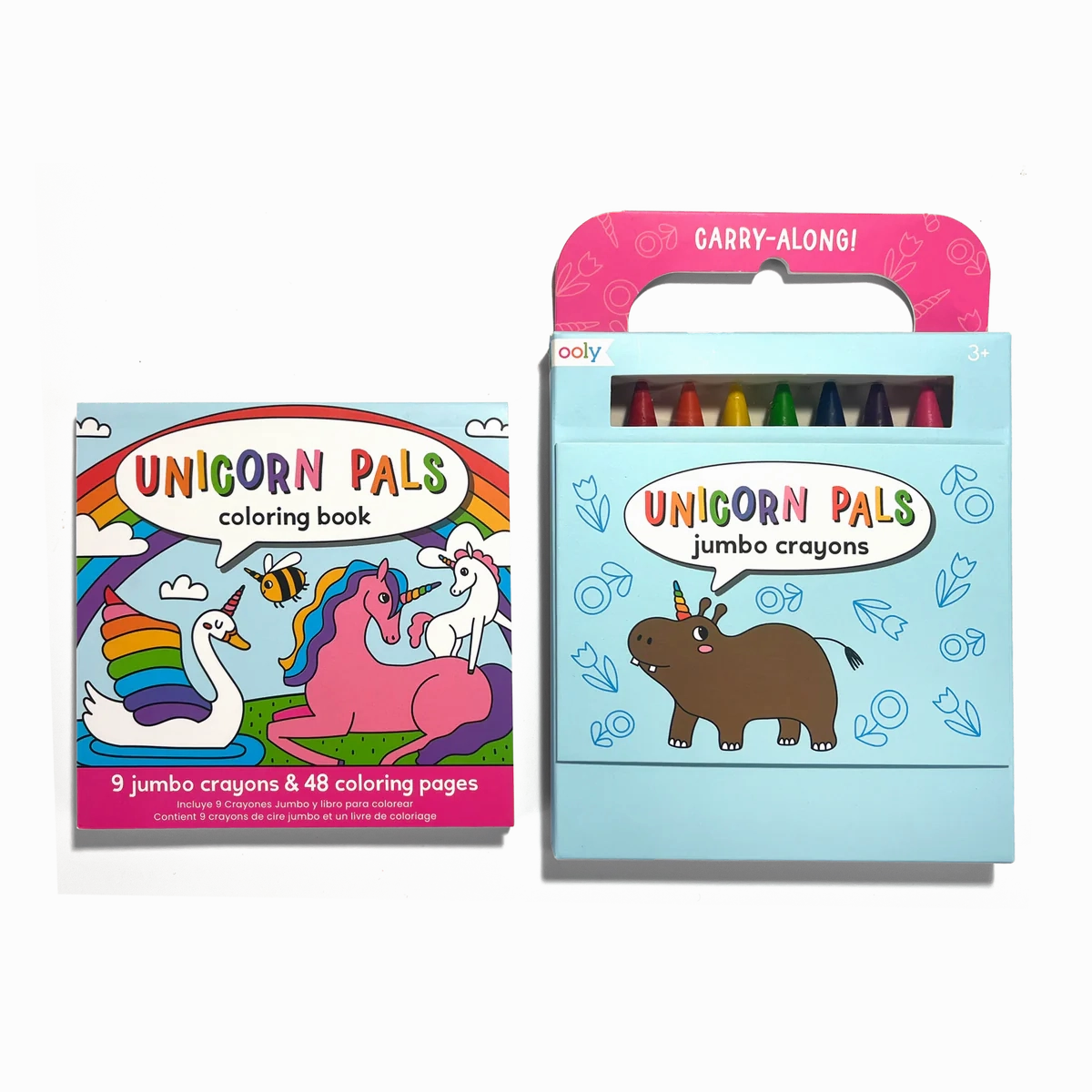 Carry Along! Coloring Book and Crayon Set - Unicorn Pals - Set of 9 Crayons