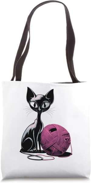 Cat And Wool Yarn Delightful Companionship Tote Bag