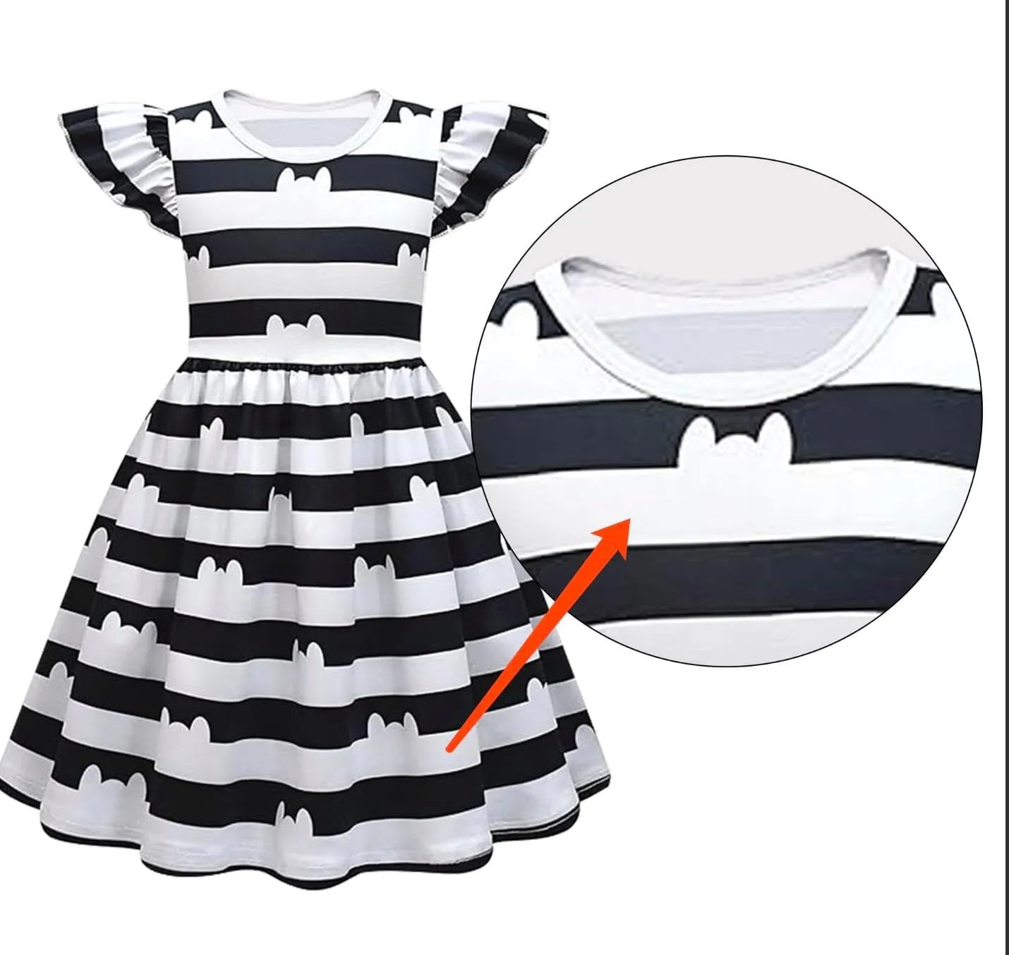 Cat Dollhouse Costume Ruffle Sleeve Casual Dresses With Headband Wallet And Glasses Halloween Birthday Party Outfits