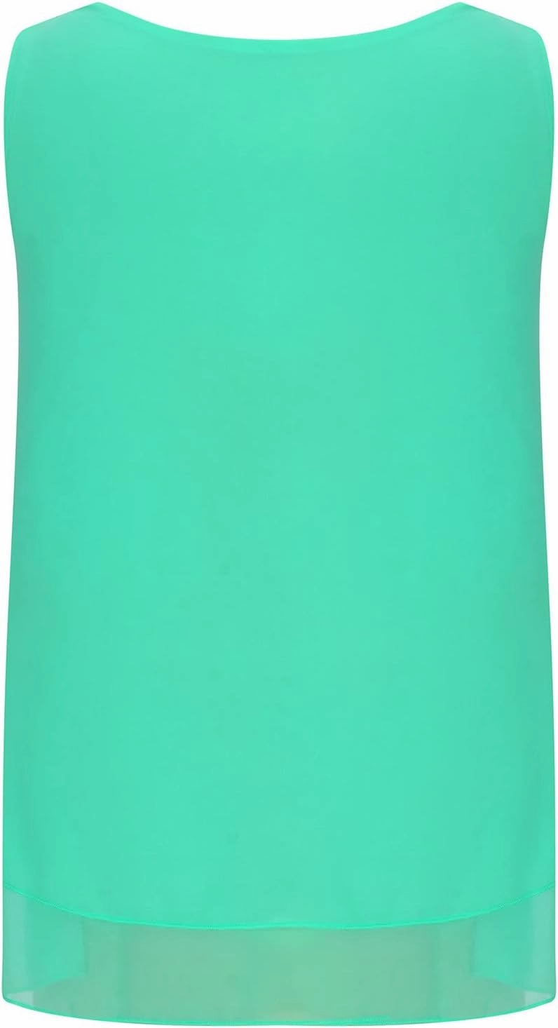 Ceboyel Women Double Layers Hem Blouses Top Scoop Neck Flowy Tank Tops Sleeveless Shirt Tunic Casual Summer Beach Outfits