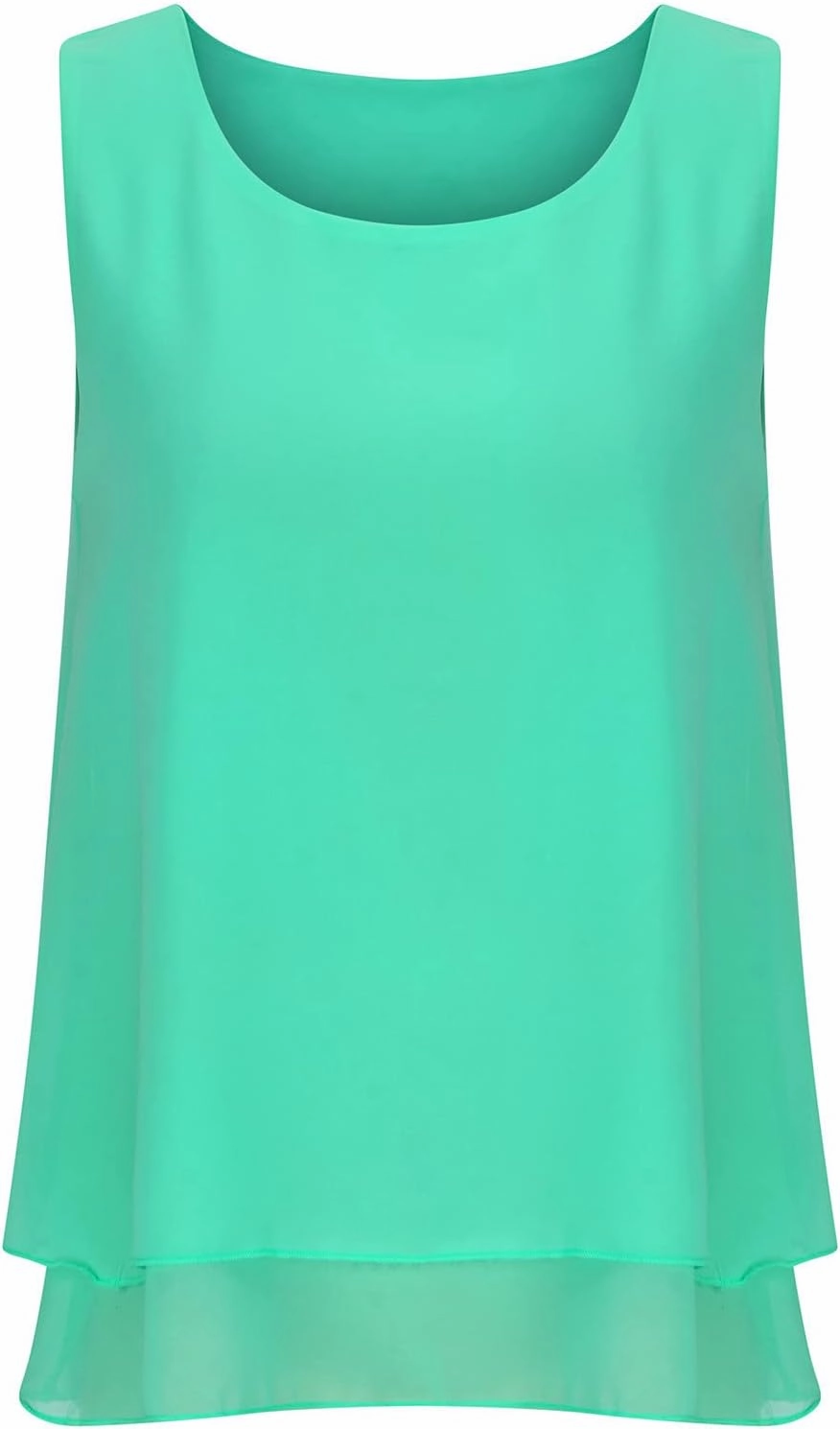 Ceboyel Women Double Layers Hem Blouses Top Scoop Neck Flowy Tank Tops Sleeveless Shirt Tunic Casual Summer Beach Outfits