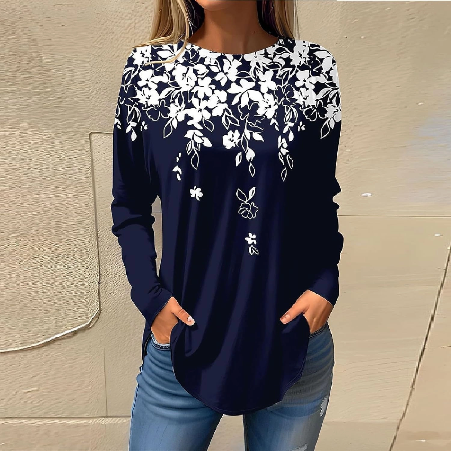 Ceboyel Women's Long Sleeve Tops 2023 Dressy Causal Shirts Tees Trendy Going Out Blouse Tunics Cute Fall Ladies Clothing 2023