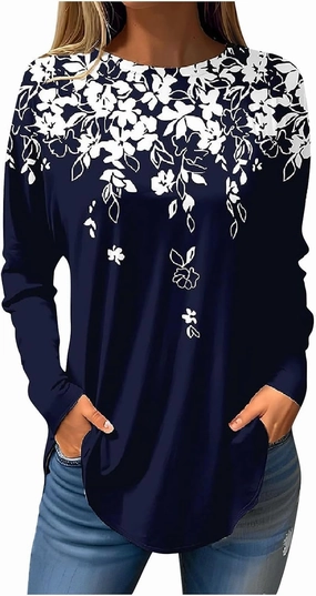 Ceboyel Women's Long Sleeve Tops 2023 Dressy Causal Shirts Tees Trendy Going Out Blouse Tunics Cute Fall Ladies Clothing 2023