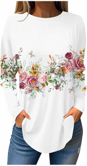 Ceboyel Women's Long Sleeve Tops 2023 Dressy Causal Shirts Tees Trendy Going Out Blouse Tunics Cute Fall Ladies Clothing 2023