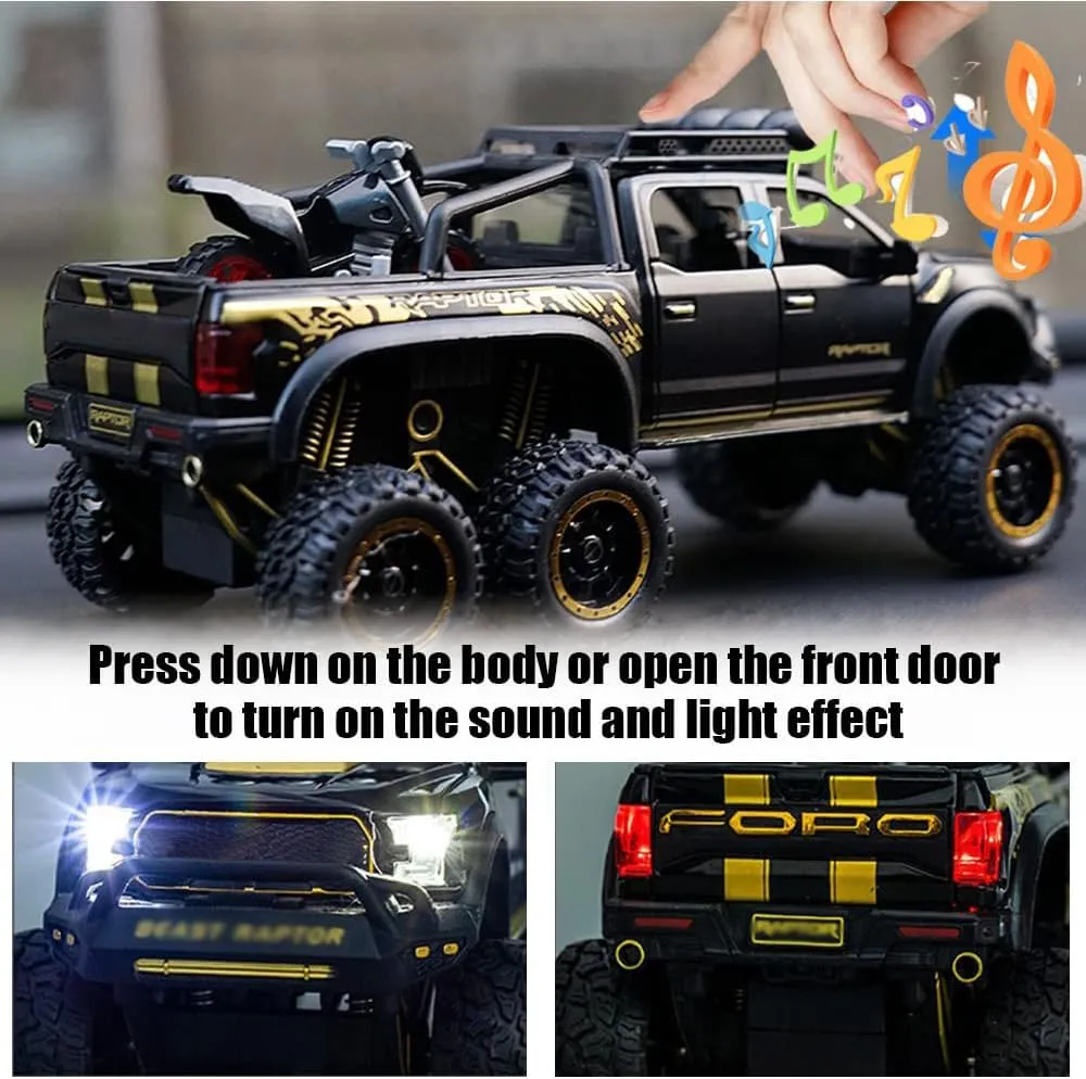 chengchuang Toy Car for Boys, 1/32 Scale Die Cast Metal Cars Toys, Pull Back Toy Car with Sounds and Lights for Kids Gifts (Black)