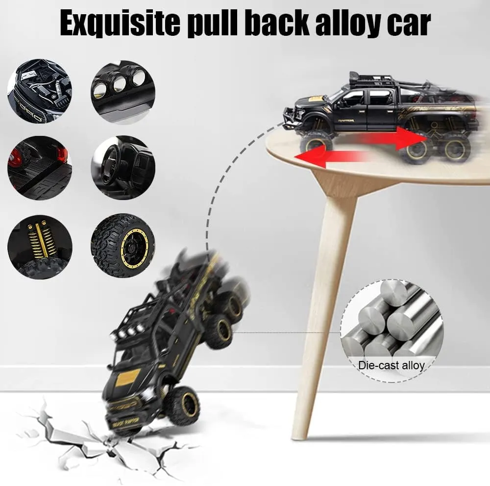 chengchuang Toy Car for Boys, 1/32 Scale Die Cast Metal Cars Toys, Pull Back Toy Car with Sounds and Lights for Kids Gifts (Black)