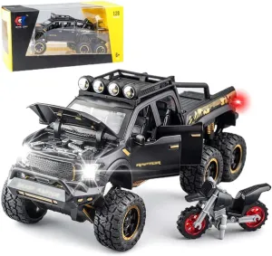 chengchuang Toy Car for Boys, 1/32 Scale Die Cast Metal Cars Toys, Pull Back Toy Car with Sounds and Lights for Kids Gifts (Black)