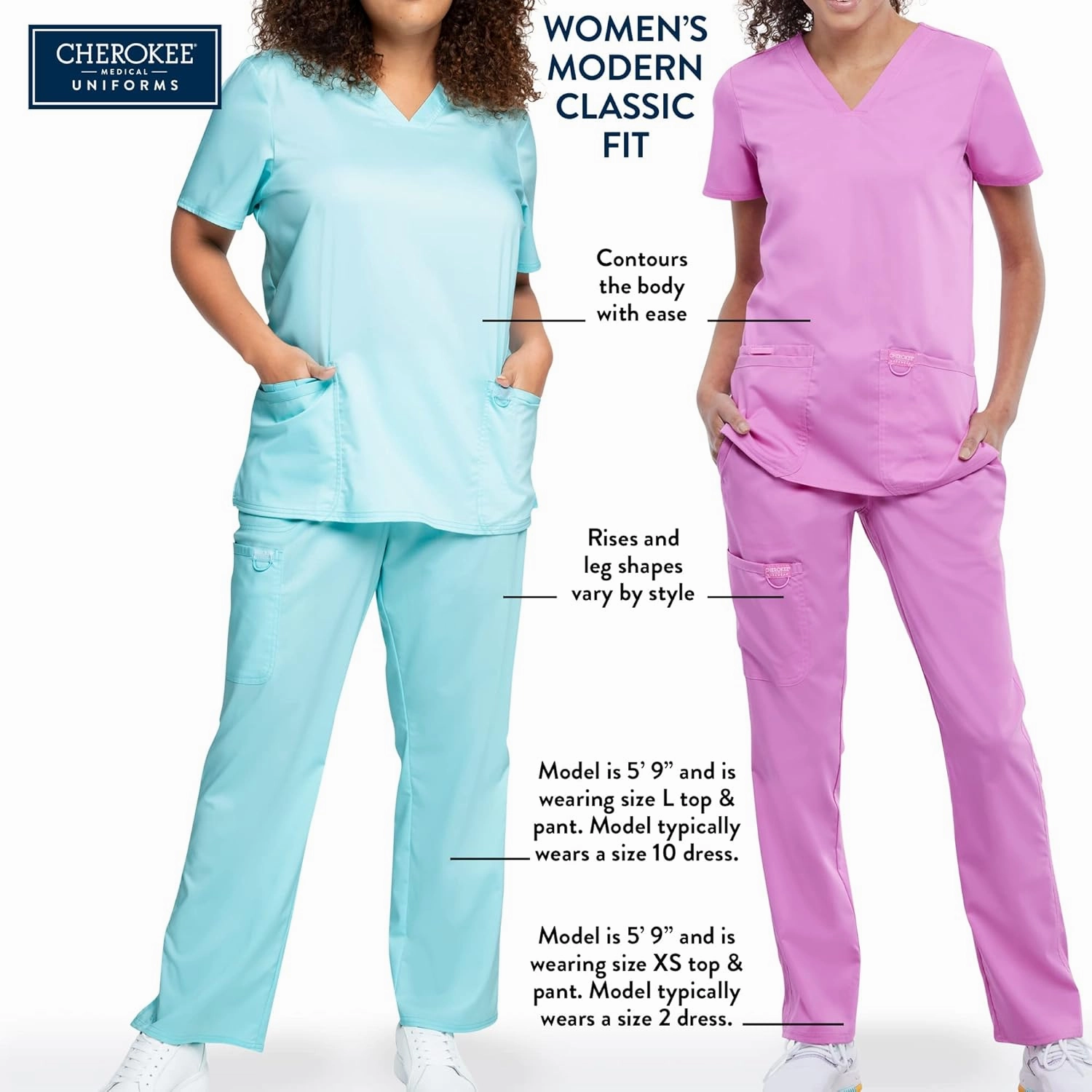 Cherokee Women's Scrub Pants, Mid-Rise Pull-On Straight Leg Bottom with 5 Pockets - CK136A