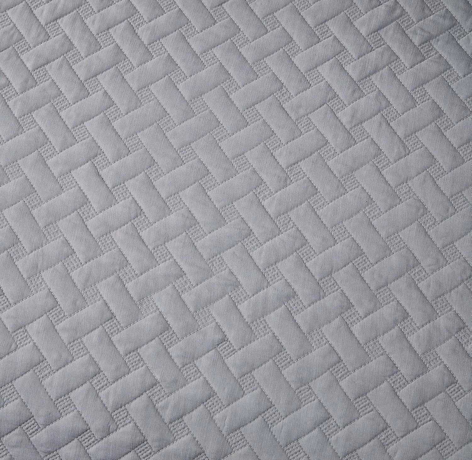 Chezmoi Collection Randall 3-Piece Soft Cooling Blend of Rayon Derived from Bamboo & Polyester Quilt Bedspread Basketweave Quilted Coverlet Set (King, Light Gray)