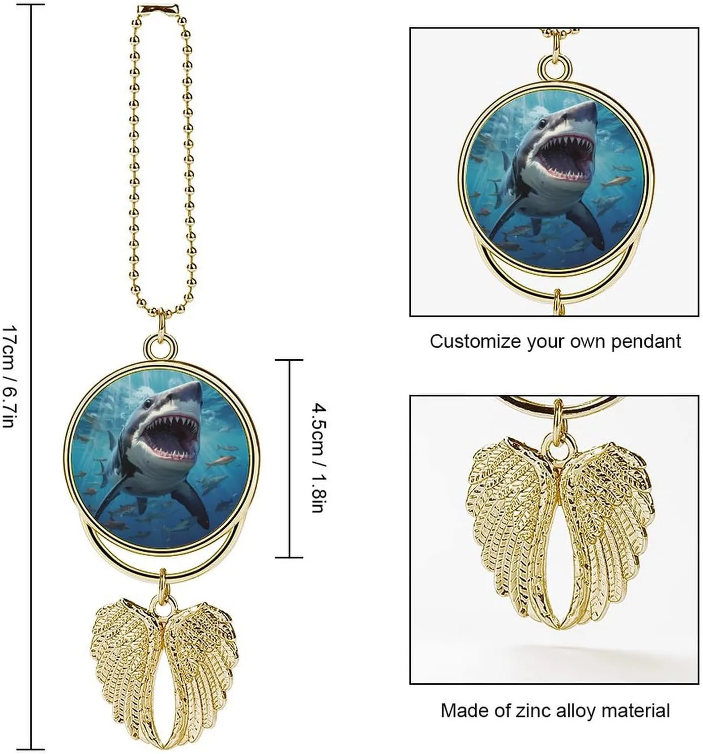 Chomp Shark Ocean Car Hanging Ornament Rearview Mirror Pendant Decorative Interior Accessories