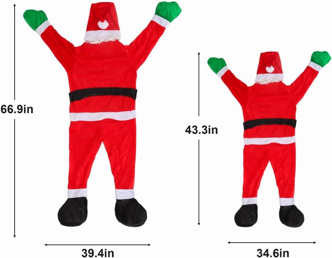 Christmas Hanging Santa Decoration Climbing Santa Claus Climbing Hanging Santa Claus Suit Indoor Outdoor Christmas Ornaments Christmas Decor for Gutter/Roof/Chimney/Window/Car/Christmas Tree (5.6 FT)
