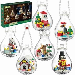Christmas Ornaments 2025 Building Set, Ornament for Christmas Tree with Light, Xmas and Thanksgiving Holiday for Gifts, Gingerbread Houses, Santa, Reindeer, Polar Bears, Soldiers and Penguin (647 Pcs)