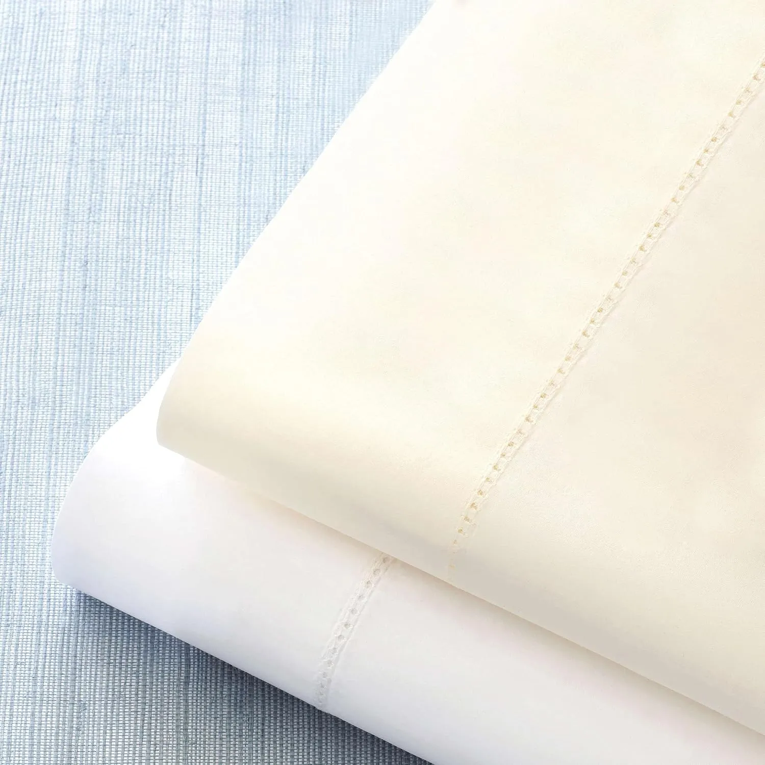 Classic Hemstitch Ivory Sheet Set, Twin Size, Ivory Solid Pattern