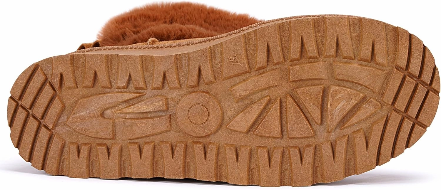 Classic Platform Snow Boots for Women Winter Faux Fur Lined Fuzzy Pull on Ankle Chunky Boots