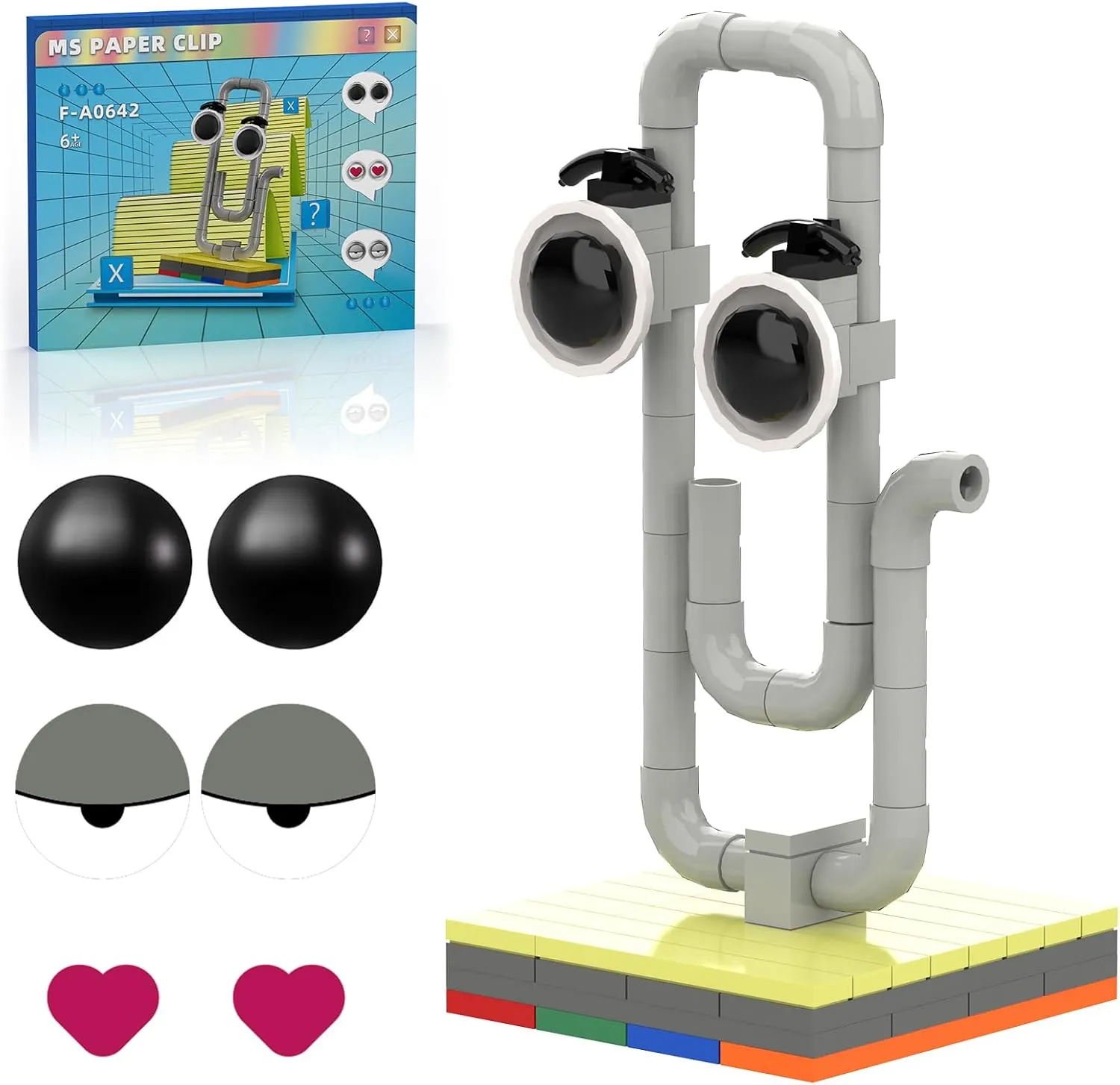 Clippy MS Office Assistant Building Blocks Compatible with Cute Vintage MS Office Clippy Model Toy Building Set, Funny Birthday White Elephant Gifts for Adults Boys Kids