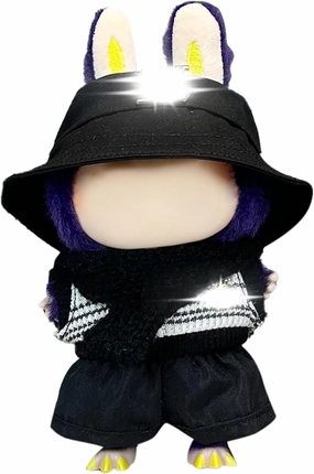Clothes Fit for LABUBU Doll, Fashion Doll Clothes Outfit Set Cute Theme Designer Toys Dress Accessories for Collector Fans Display (Gold V Black)