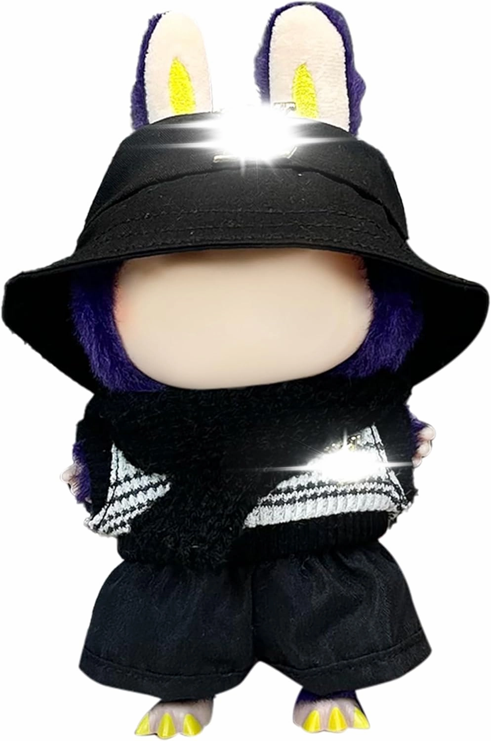Clothes Fit for LABUBU Doll, Fashion Doll Clothes Outfit Set Cute Theme Designer Toys Dress Accessories for Collector Fans Display (Gold V Black)