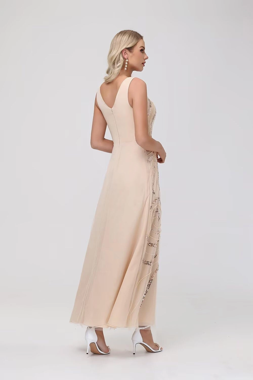 Clothfun Chiffon Long Mother of The Bride Dress 2025 Sequin Wedding Guest Dress with Jacket CY134